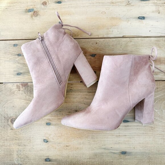 Corina Pin Faux Suede Boots NWOB NEW 40/9.5 Mauve Heels - Picture 5 of 8